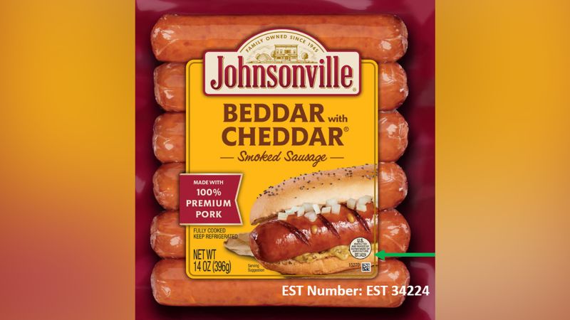 42,000 pounds of Johnsonville Beddar With Cheddar sausages recalled over possible contamination